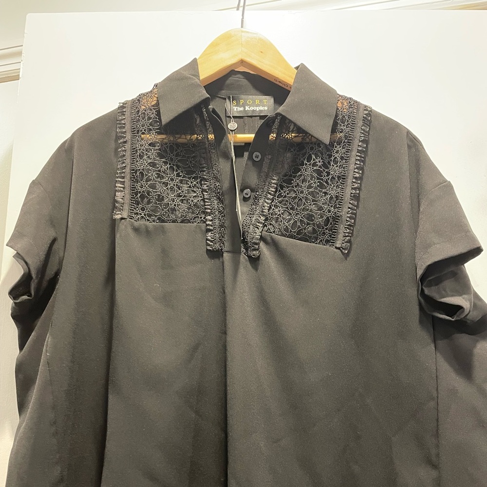 THE KOOPLES oversized silk lace blouse, size XS, NWT!